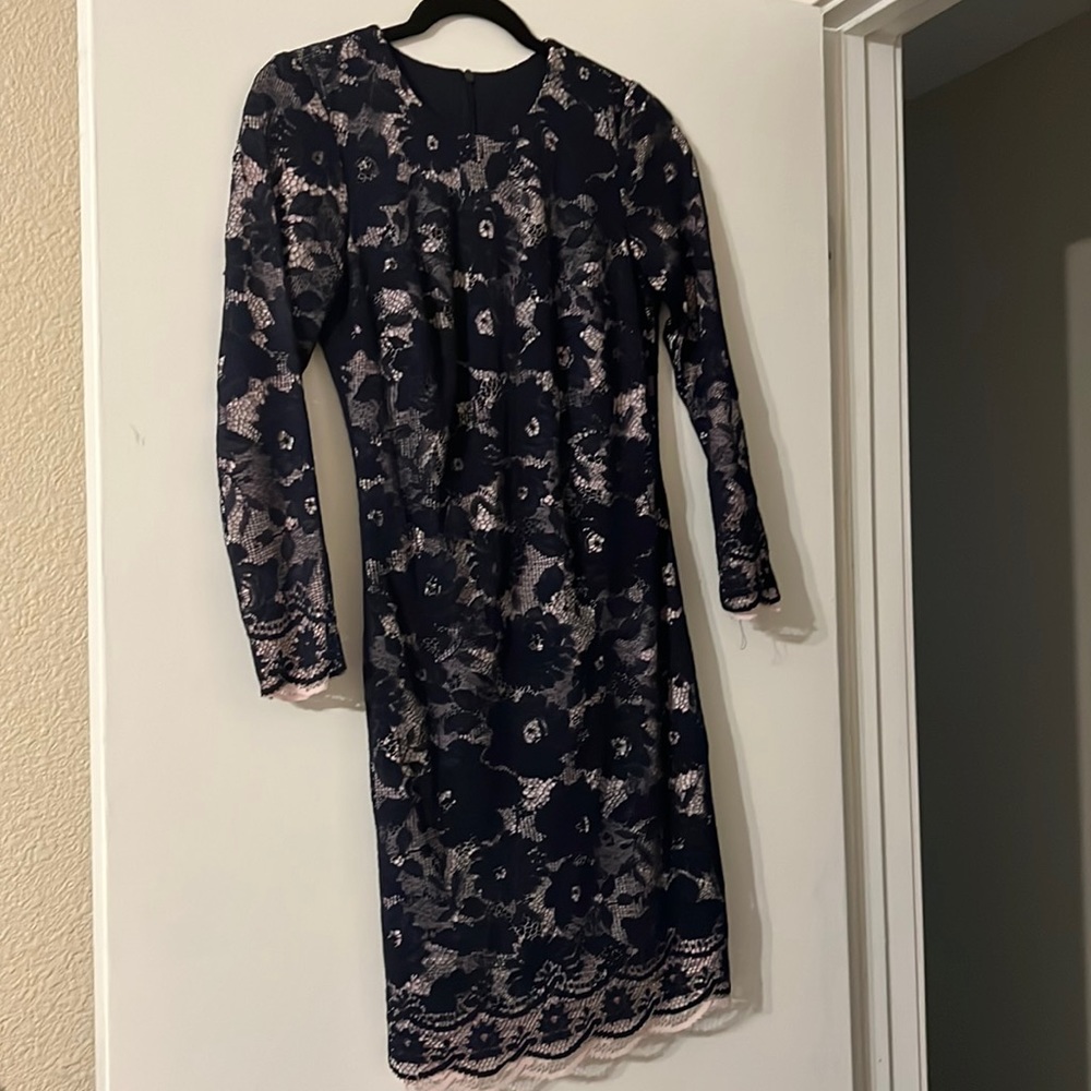 Blue/ pink midi 3/4 sleeve dress